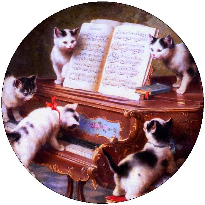 Kittens Play Piano Pinback Buttons and Stickers