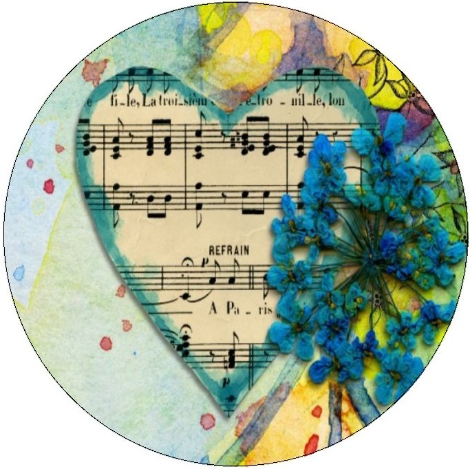 Music Heart Pinback Buttons and Stickers