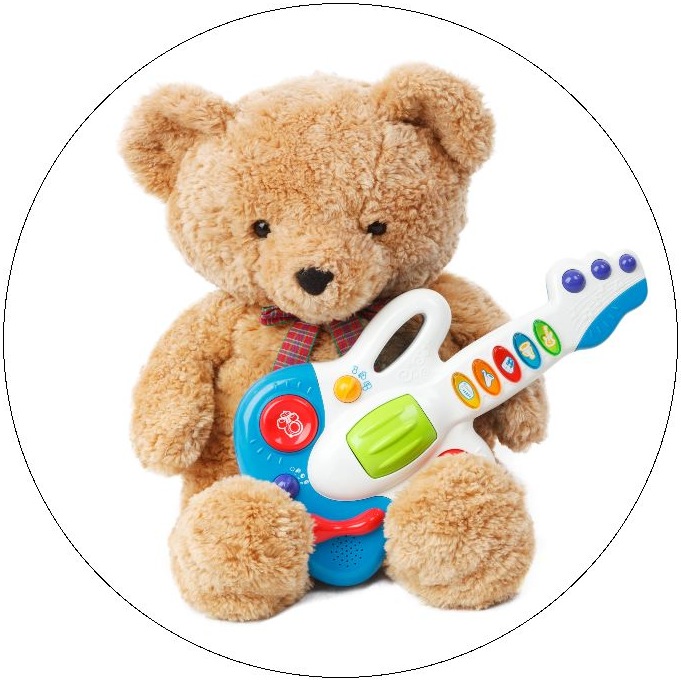 Teddy Bear Guitar Pinback Buttons and Stickers