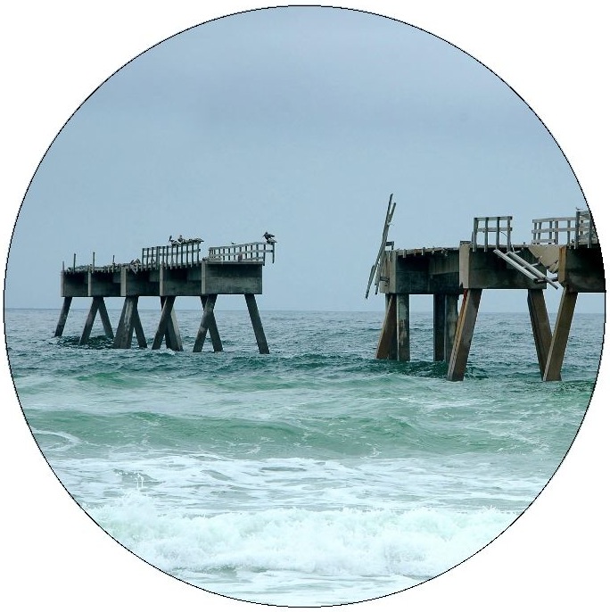 Ocean Pier Pinback Button and Stickers