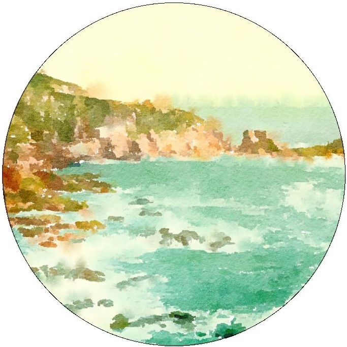 Ocean Watercolor Painting Pinback Button and Stickers