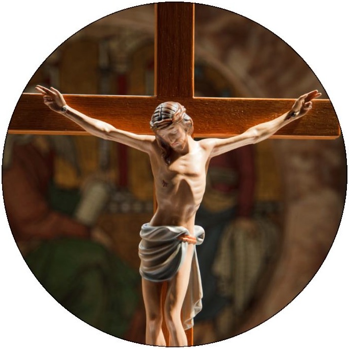 Jesus on the Cross Pinback Buttons and Stickers