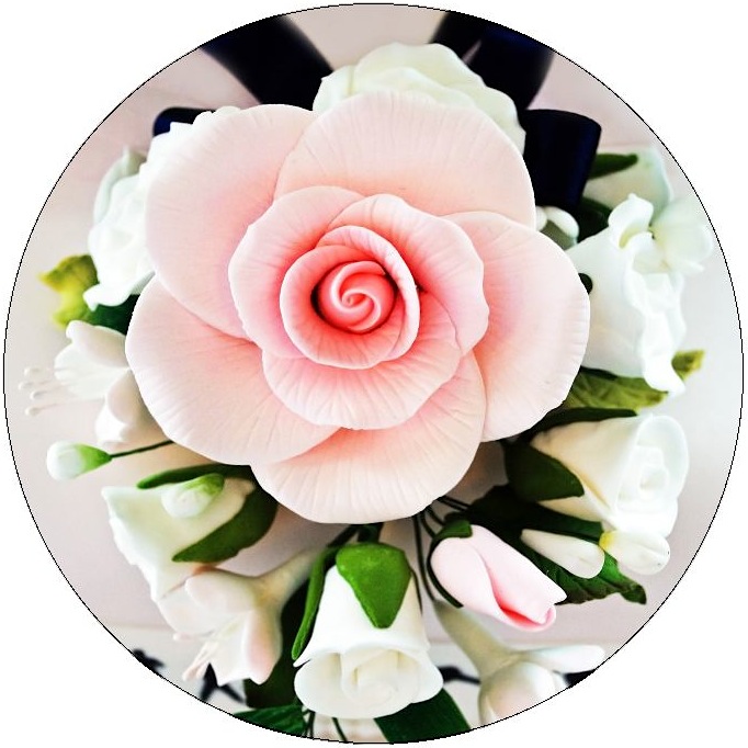 Cake Icing Rose Pinback Buttons and Stickers