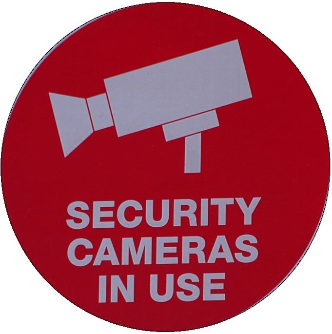 Security Camera Sign Pinback Button and Stickers