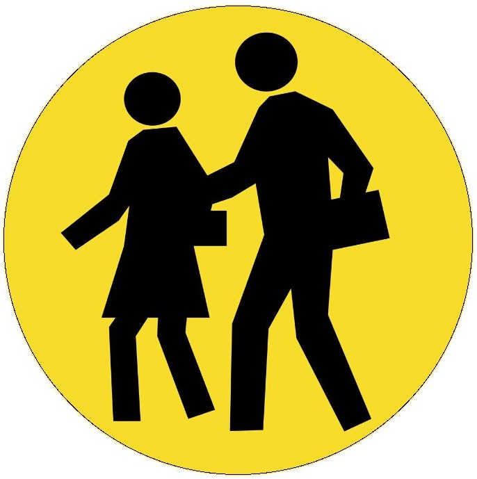 School Children Sign Pinback Button and Stickers
