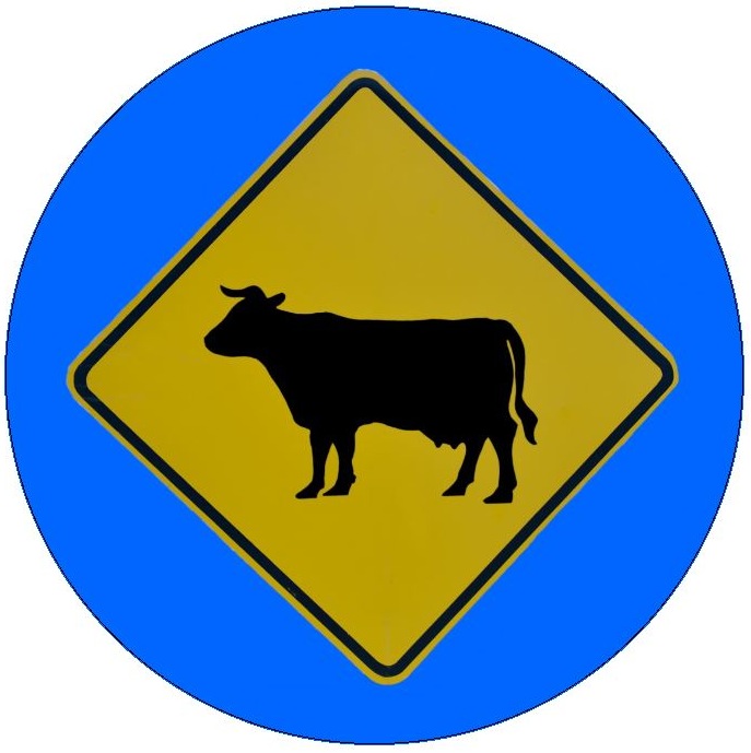Cow Sign Pinback Button and Stickers
