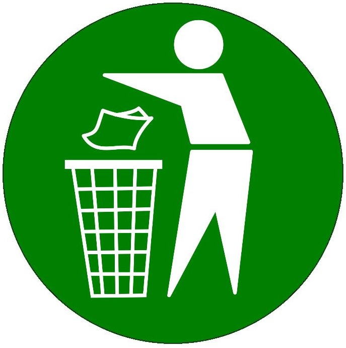 Litter Waste Basket Sign Pinback Button and Stickers