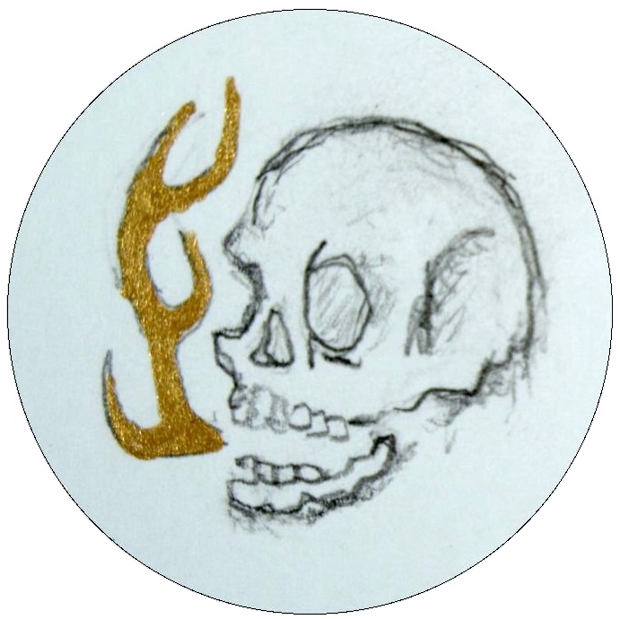 Hand Drawn Skull Pinback Button