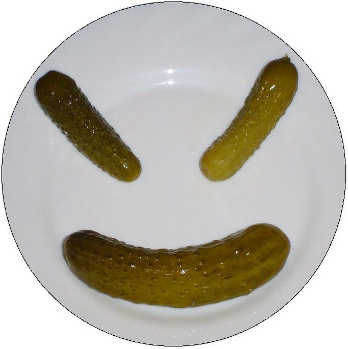 Pickle Smile Face Pinback Button and Stickers