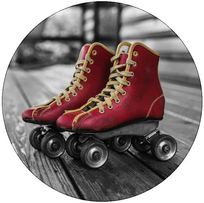 Roller Skating Pinback Button and Stickers