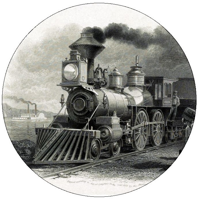 Train and Locomotive Pinback Buttons and Stickers