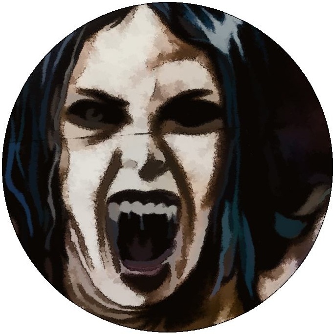 Vampire Face Pinback Buttons and Stickers